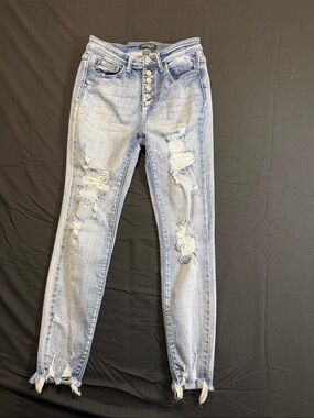 Judy Blue Light Blue Distressed Skinny Jeans Size 5 27 Stretch